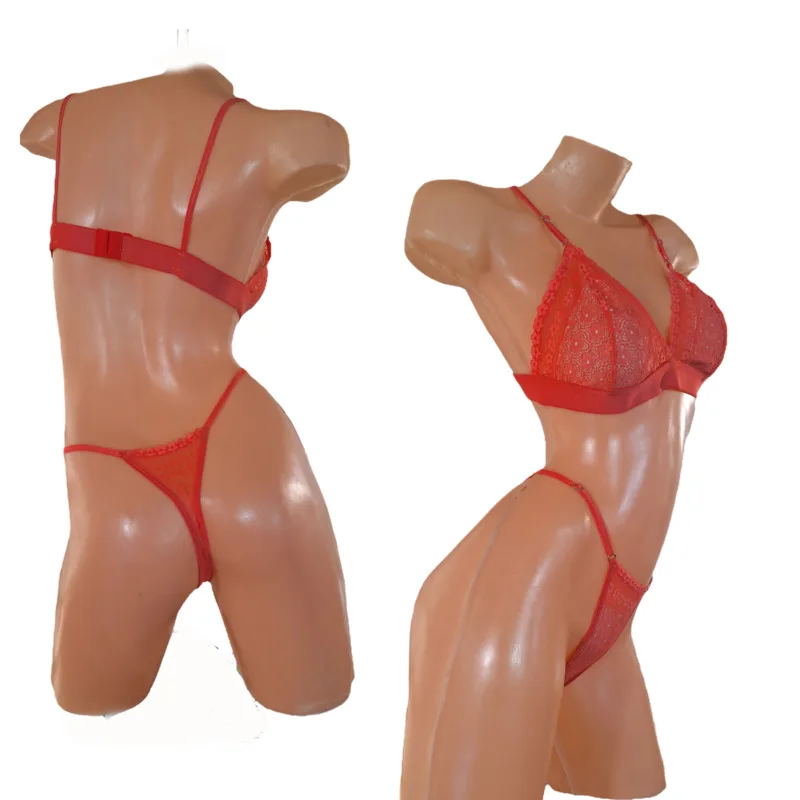 Conjunto Sexy Puntilla y Encaje Corpiño Sin Aro Colaless (art 5103) Talle 85 al 100