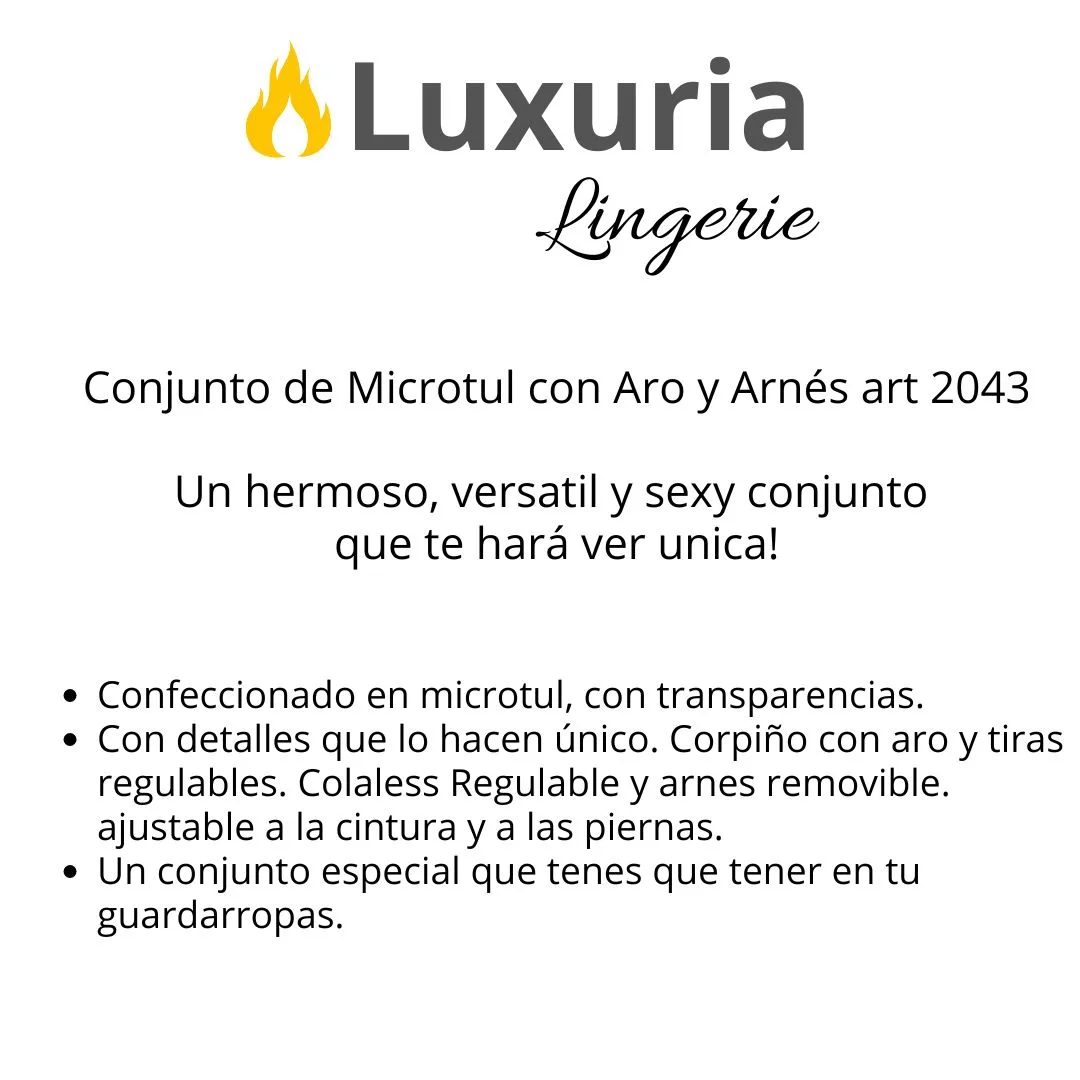 Conjunto Microtul Transparente con Aro y Colaless con Arnes (art 2043) Talle 85 al 100: imagen 3