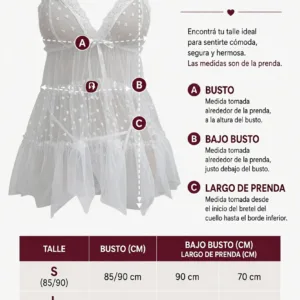Camisolin Baby Doll de Tul "Novia" (AL215) Talle 80 al 103: imagen 2