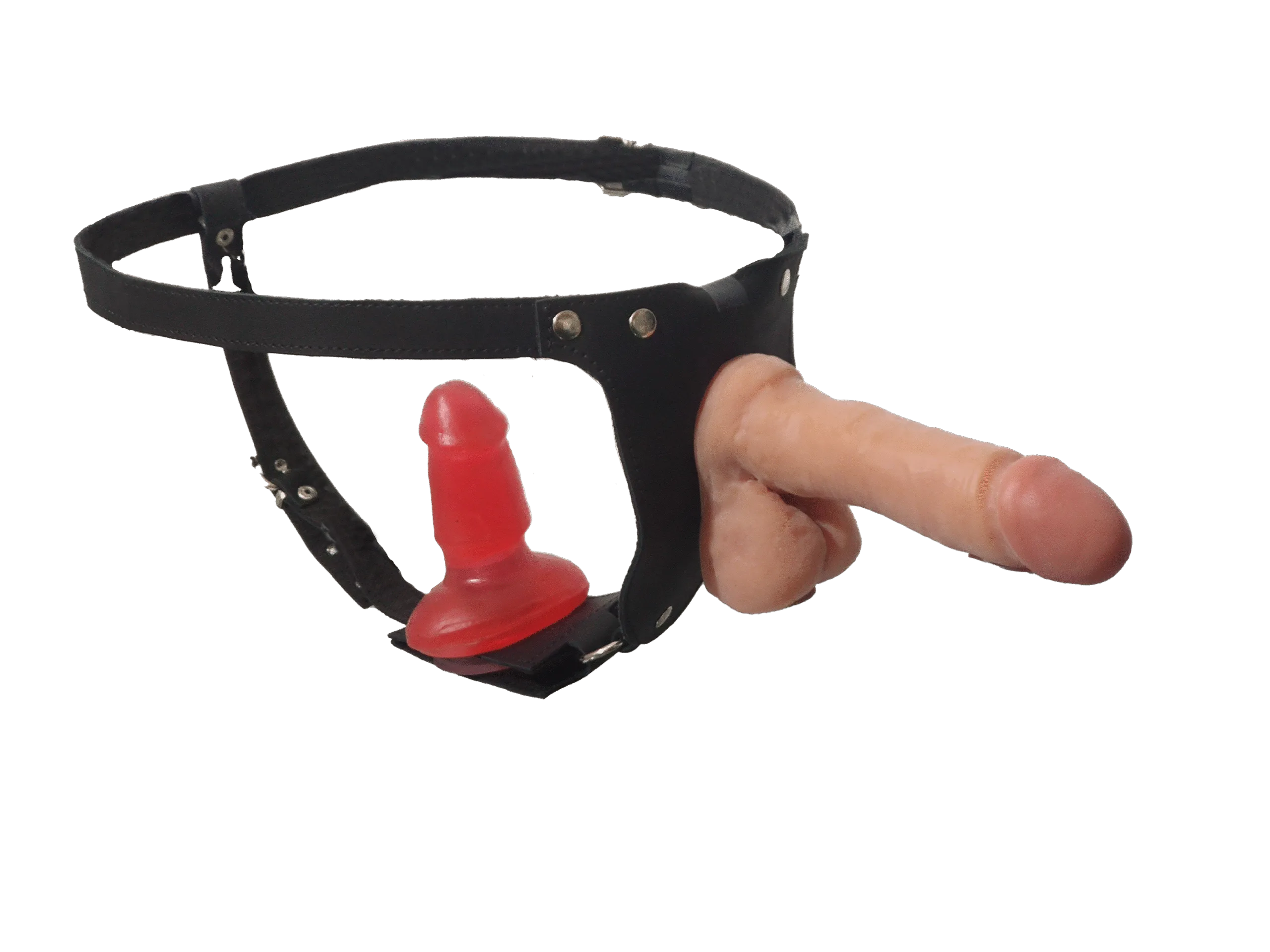 Arnes Doble Placer + Pene + mini pene Anal - Cuero